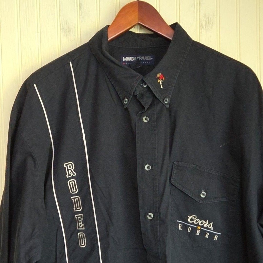 MWG Apparel Shirt Mens 3XL Black Coors Rodeo Long Sleeve Western Button-Up